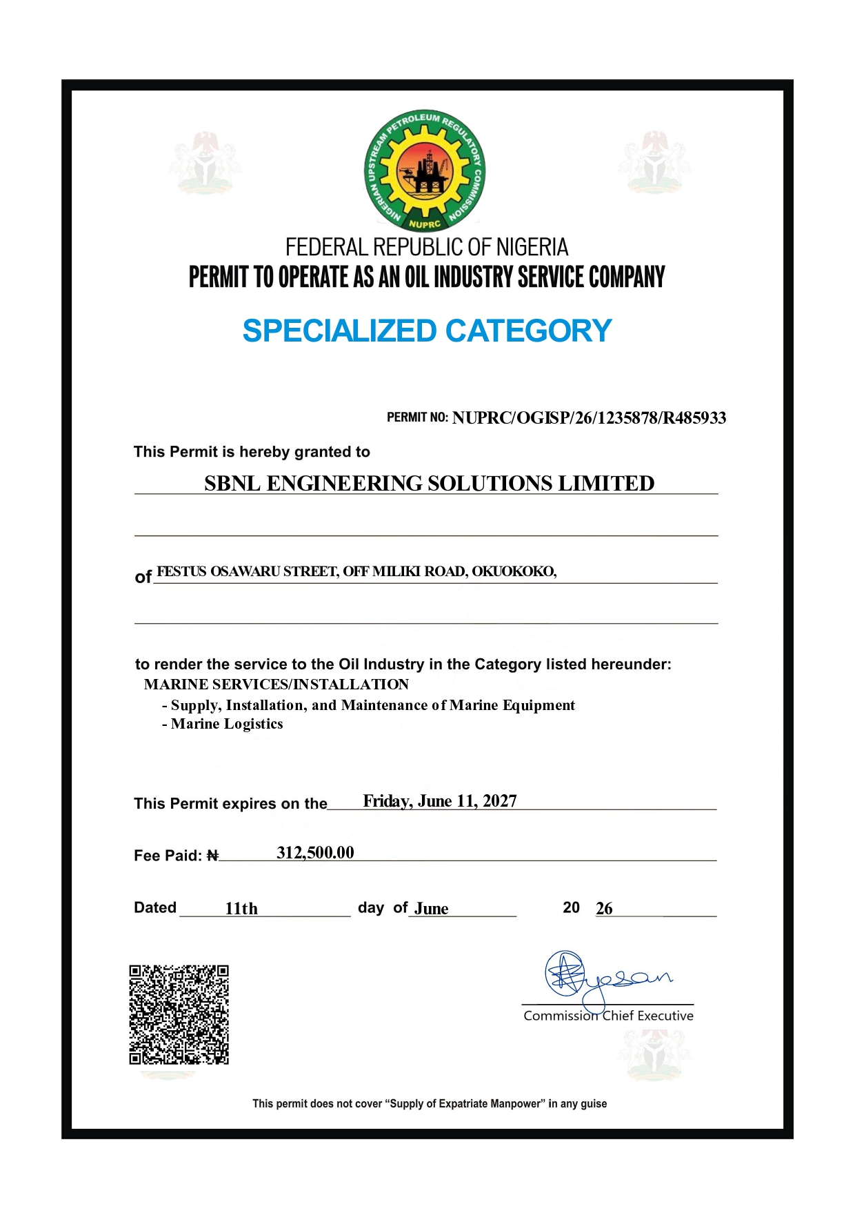 Marine Permit